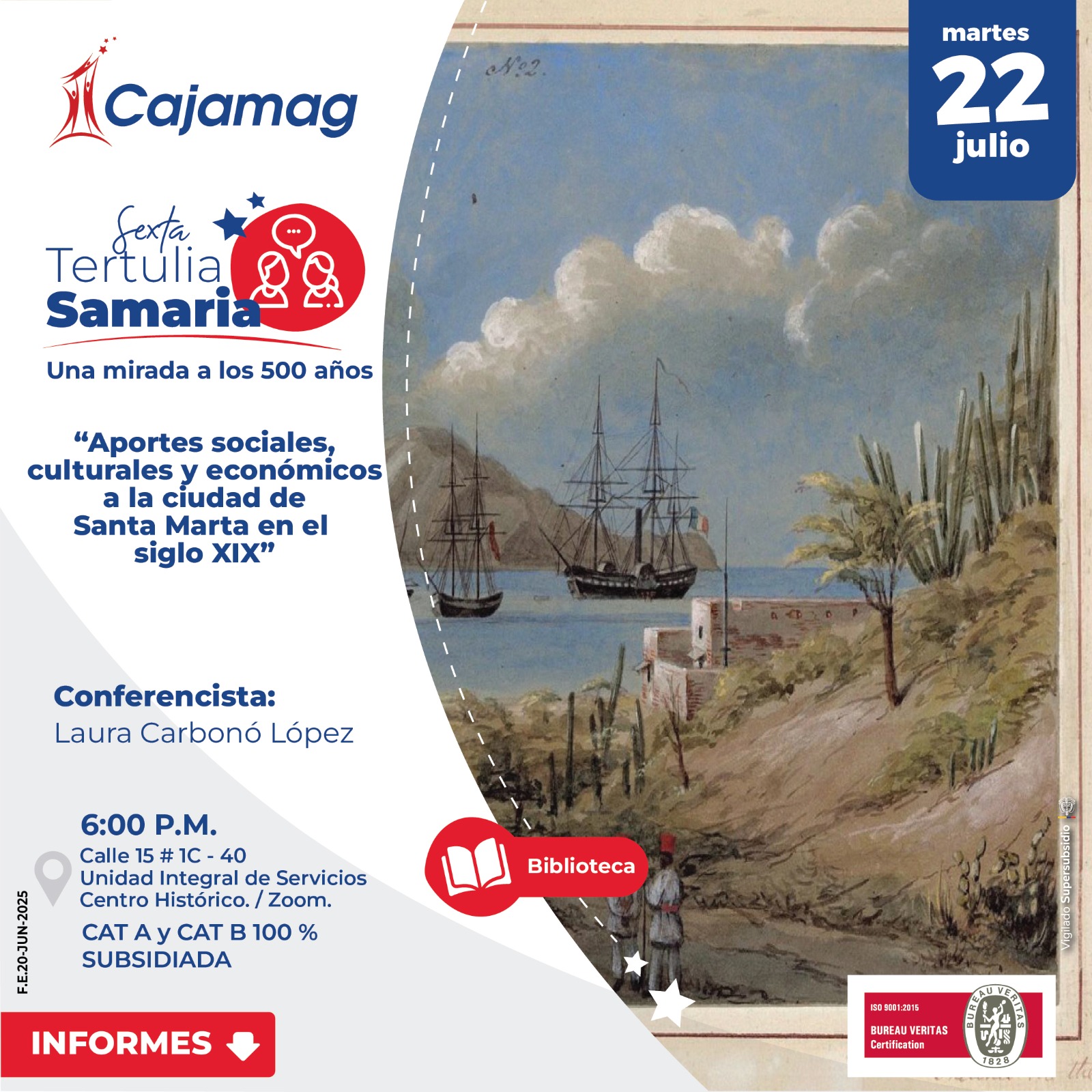 BIBLIOTECA CAJAMAG INVITA A LA SEXTA TERTULIA SAMARIA