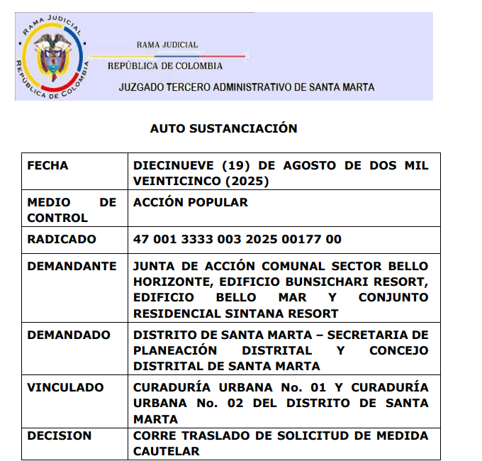 ANTENCIÓN:  JUZGADO ADMITE MEDIO DE CONTROL INTERPUESTA POR JAC BELLO HORIZONTE